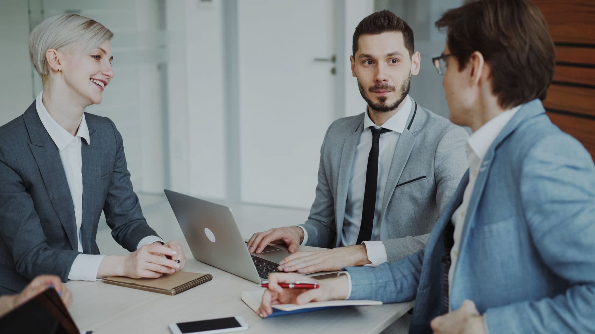 Professional team collaborating during a business meeting